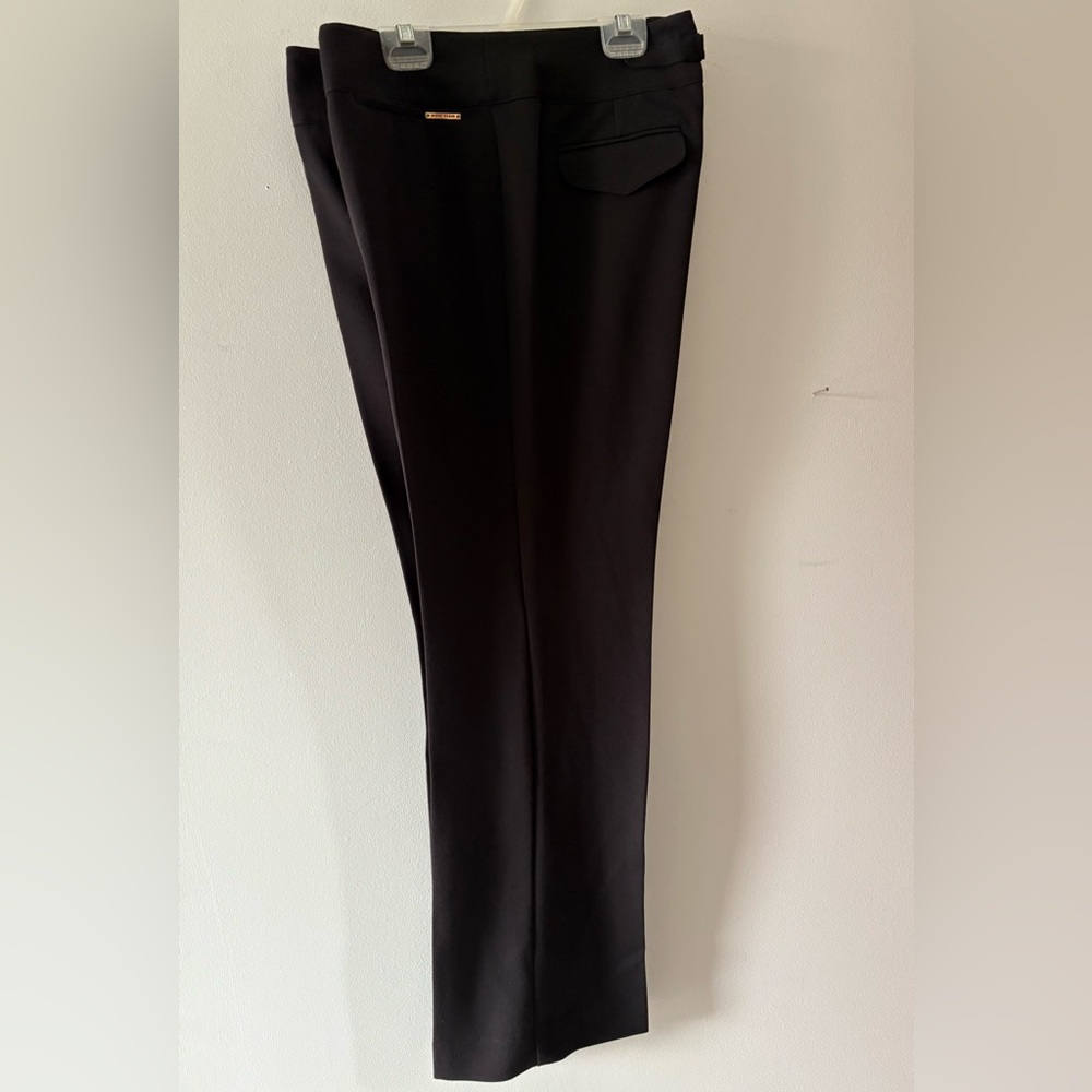 Anne Klein Elegant Black Poly Knit Dress Pants. Sz 8. Gold AK Logo Accents.